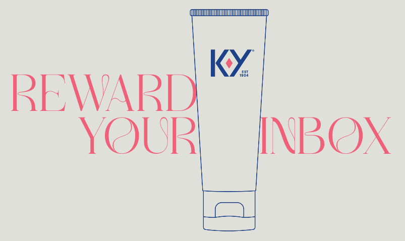 Reward Your Inbox' text around an illustrative drawing of K-Y Lubricant