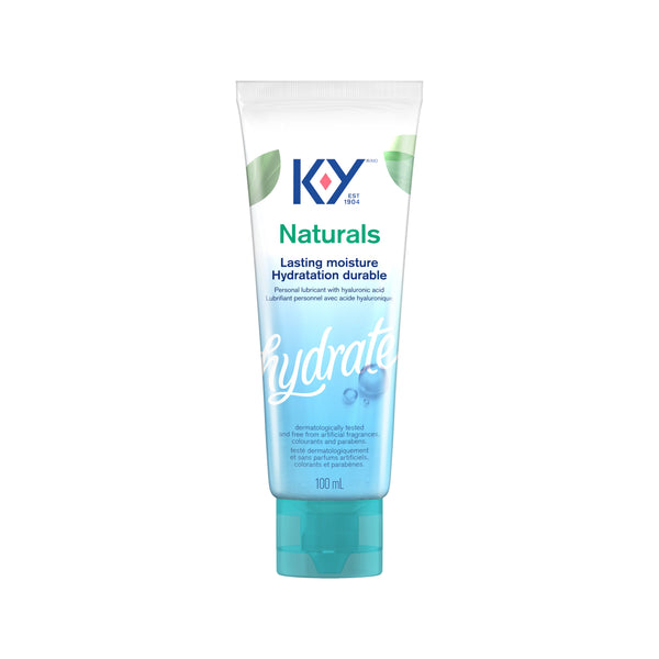 K-Y® Lubricant- Naturals® Moisture+ Intimate Gel angled its front side / Lubrifiant K-Yᴹᴰ — Hydratant + gel intime Naturalsᴹᴰ 