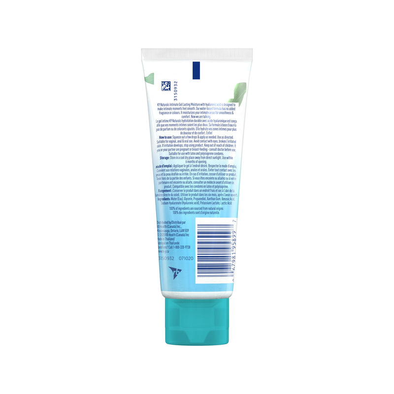 K-Y® LUBRICANT - Naturals® Moisture+ Intimate Gel angled its back side