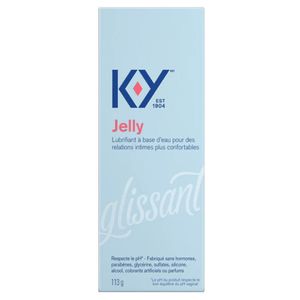 Back side of K-Y Lubricant - Gel 113 g box in French/Arrière d’une boîte de lubrifiant K-Y — Gel (113 g) en français