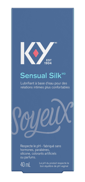 Avant d’un emballage de lubrifiant K-Y — Liquide Sensual Silk
